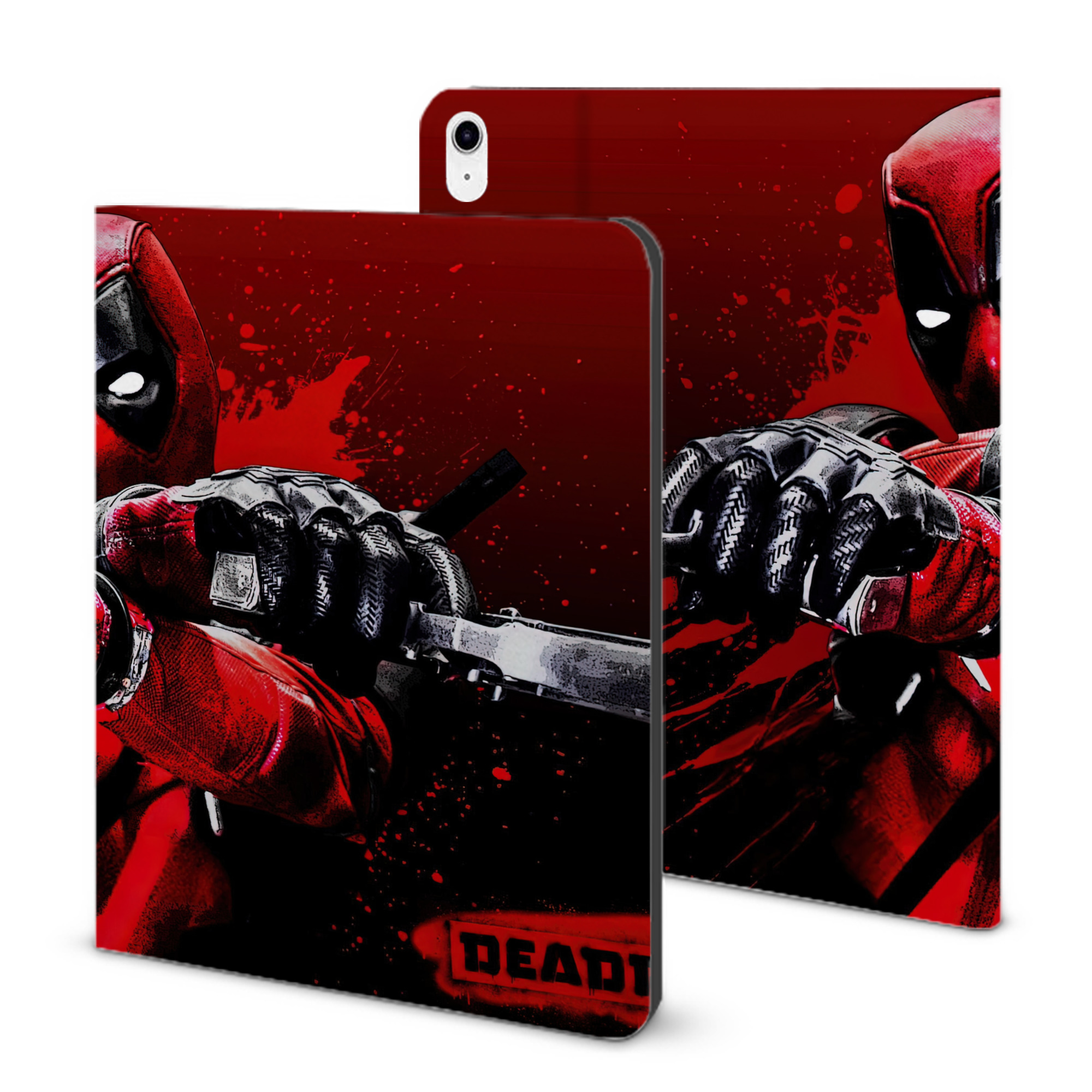 （画像用） Deadpool デッドプール IPad ケース ブック型 PUレザー TPU 耐衝撃 軽量 薄型 ペン収納なし 全面保護 IPad 各モデル対応